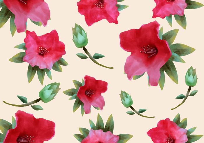 Pink Rhododendron Watercolor Seamless Pattern vector