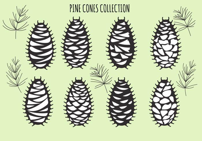 Vector set with pine cones isolated on green Vector set with pine cones isolated on green