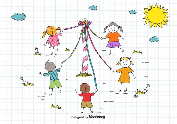 Maypole Children's Drawing Vector