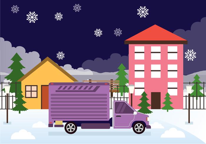 Moving Day in the Snow Vector Background Moving Day in the Snow Vector Background