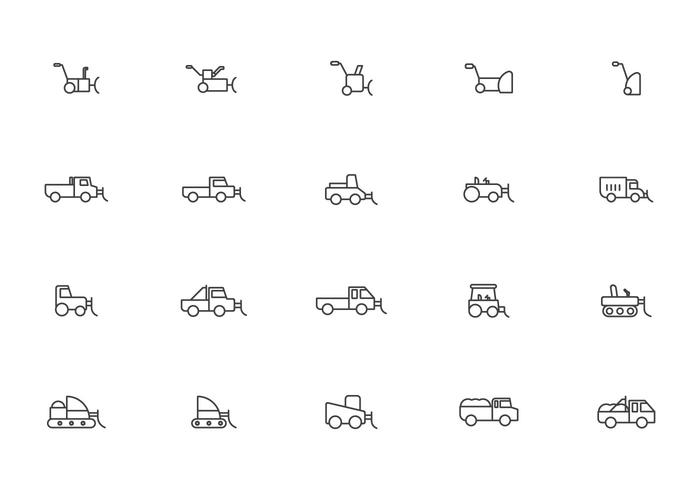 Winter Truck and Snow Blower Vectors