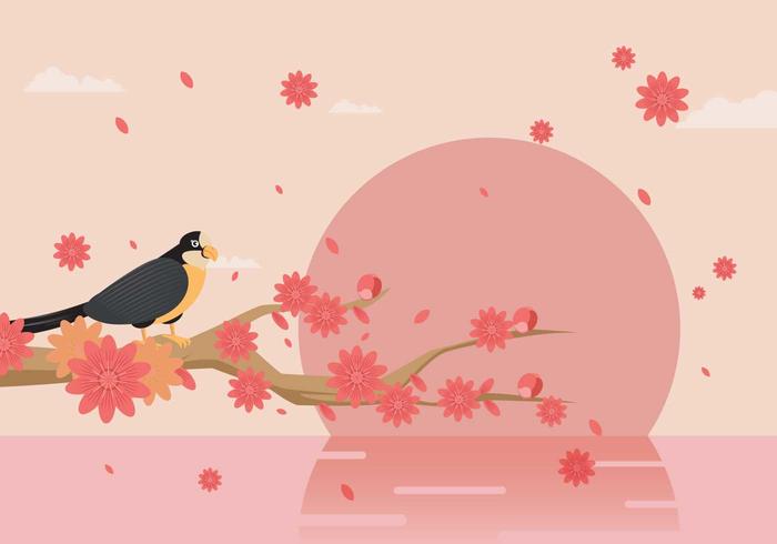 Antecedentes de primavera elegante decorado con flores de durazno vectorial vector