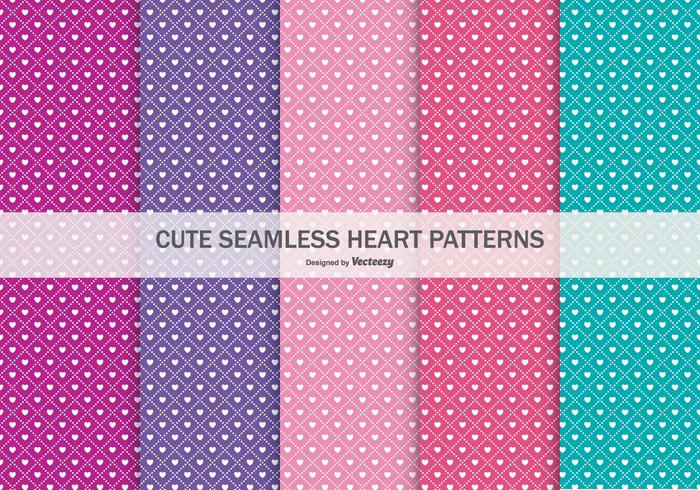 Cute Seamless Heart Patterns Collection vector