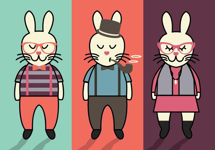 Bunny Hipster Easter Vectors