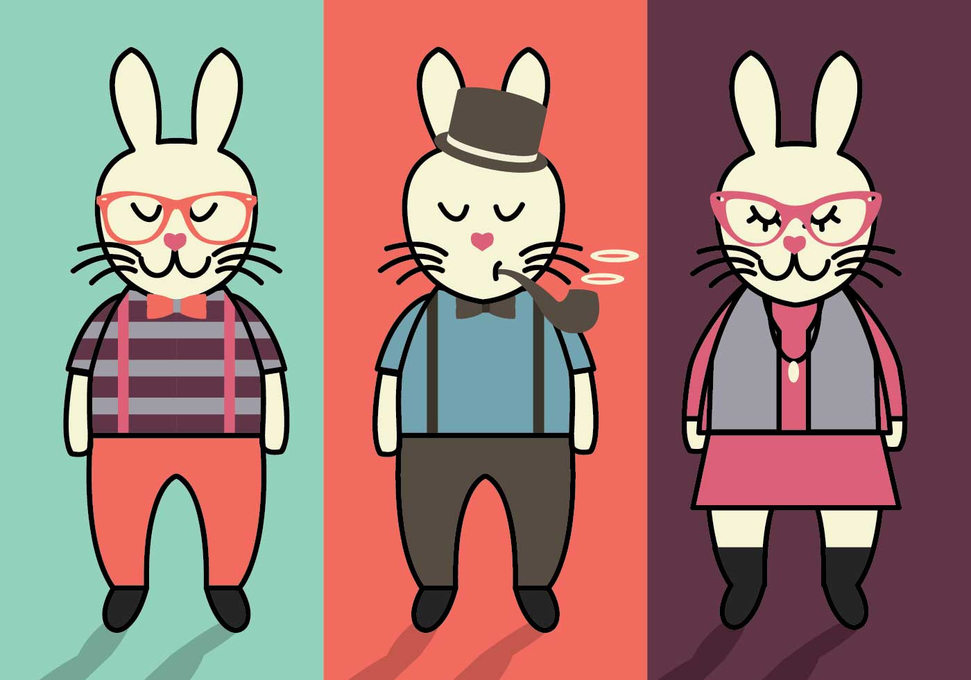 Bunny Hipster Easter Vectors 146077 Vector Art at Vecteezy