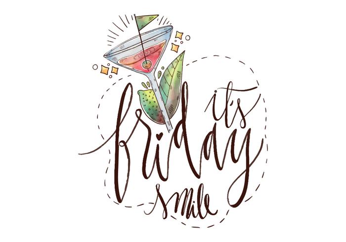 Friday Quote With Margarita Drink And Lettering Friday Quote With Margarita Drink And Lettering
