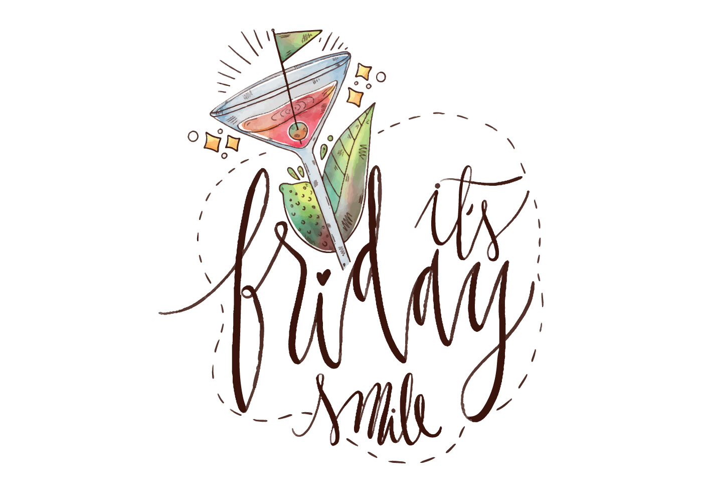 Friday Quote With Margarita Drink And Lettering - Download Friday Quote With Margarita Drink And Lettering - Download