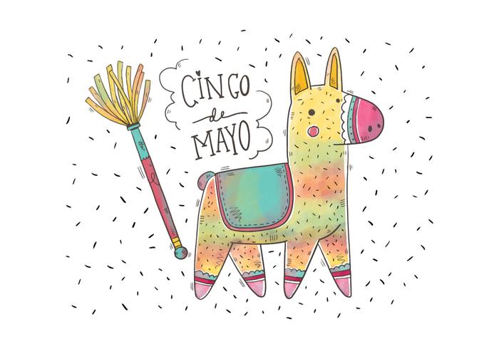 Cute Colorful Watercolor Pinata for Cinco De Mayo Vector