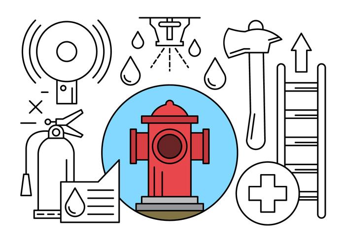 Firefighter and Fire Department Icons in Vector