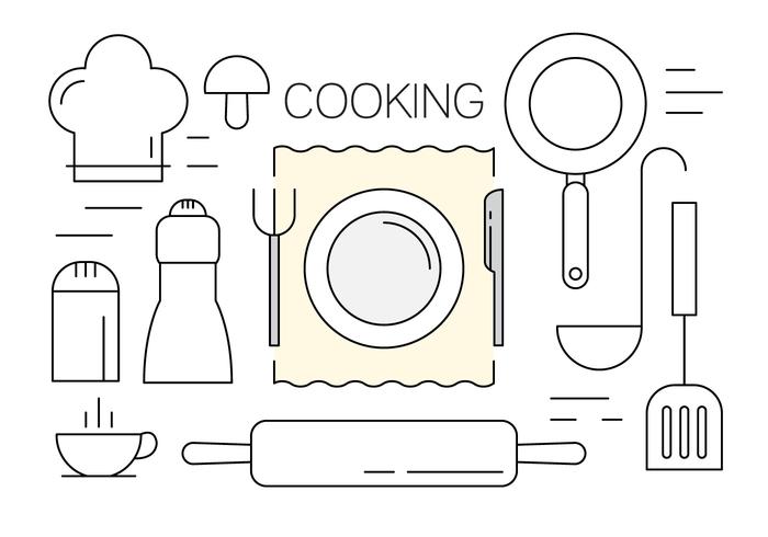 Vectores de utensilios de cocina en estilo mínima de Diseño