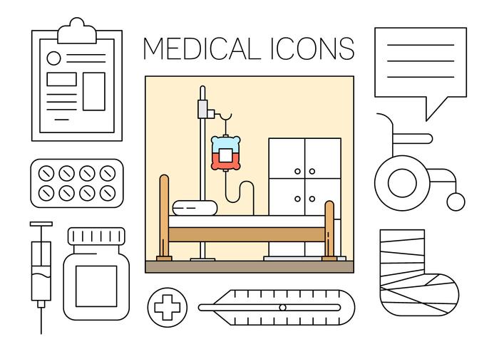 Iconos gratis médicos Conjunto Mínimo de diseño vectorial vector