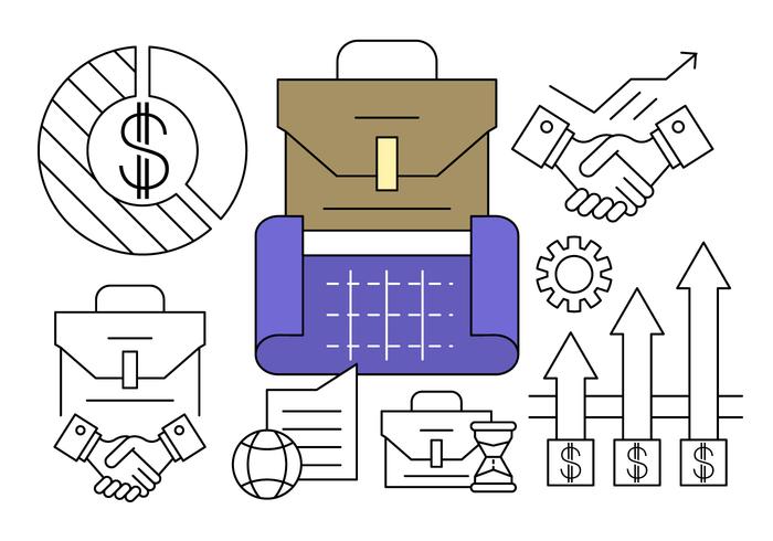 Linear Business Plan Icons vector