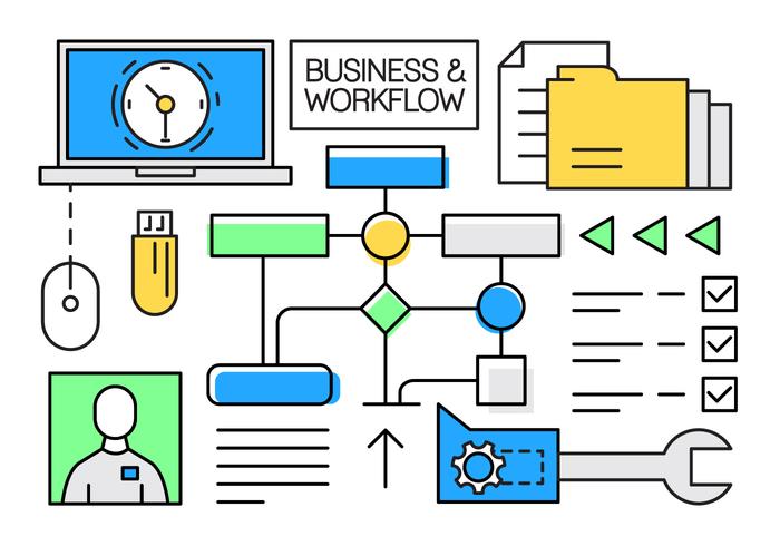 Comercial Con lineal y flujo de trabajo Elementos vector