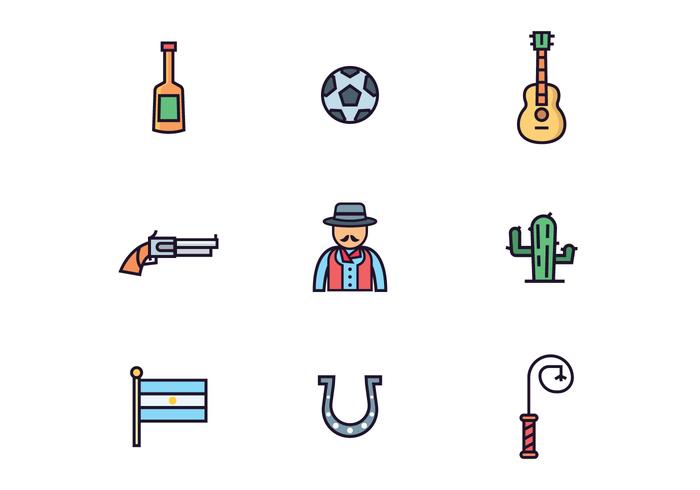Argentinian Gaucho Icons vector