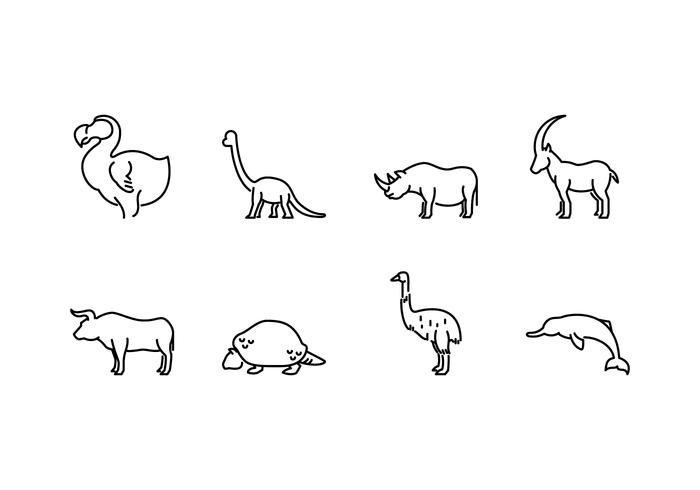 Extinct Animal Icons vector