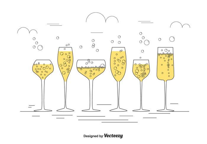 Champagne Glasses Vector Set