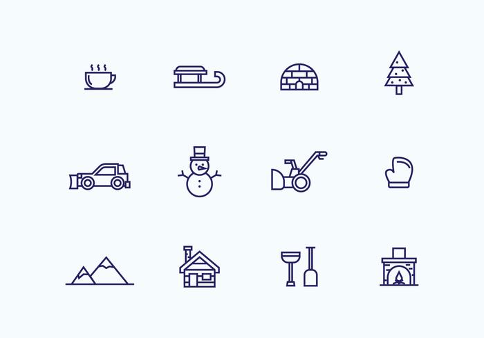Outlined Winter Icons vector