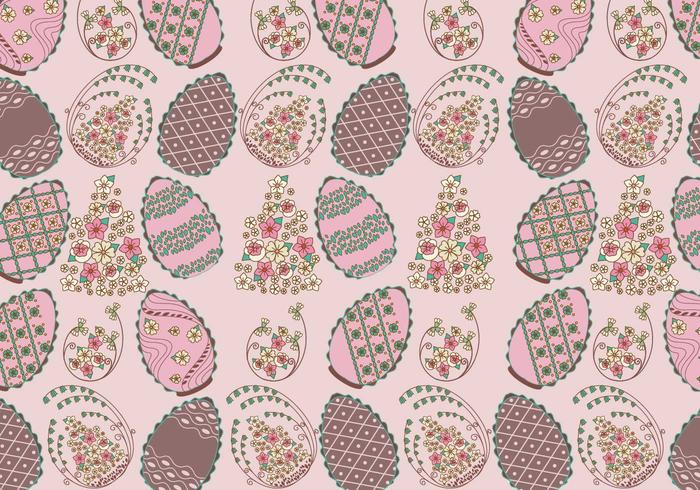 Floral Chocolate Easter Eggs Pattern Vector