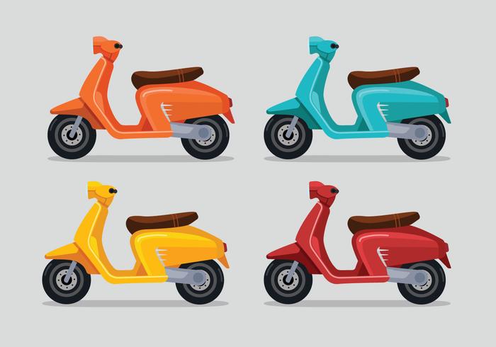 Set Of Multicolored Lambretta Scooter vector