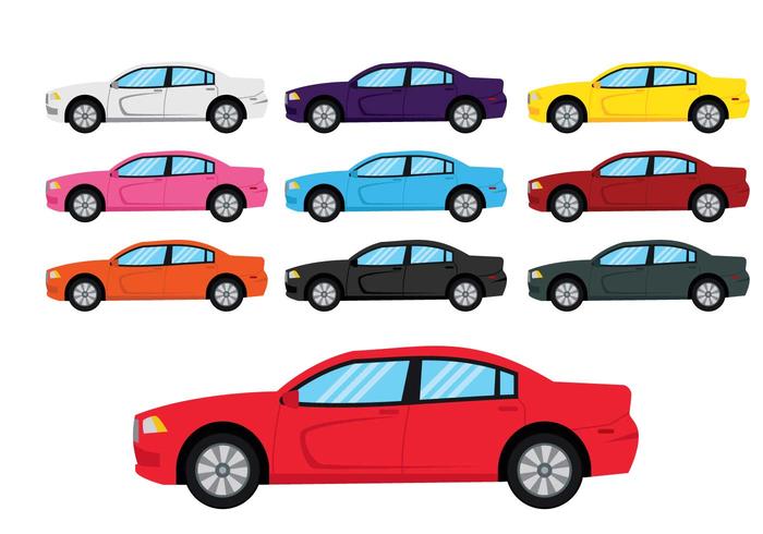 Dodge charger car illustration set vector