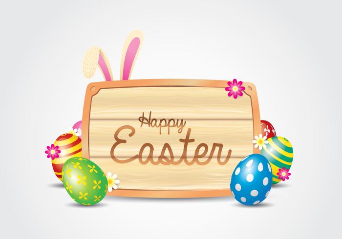 Easter Wooden Sign Background vector