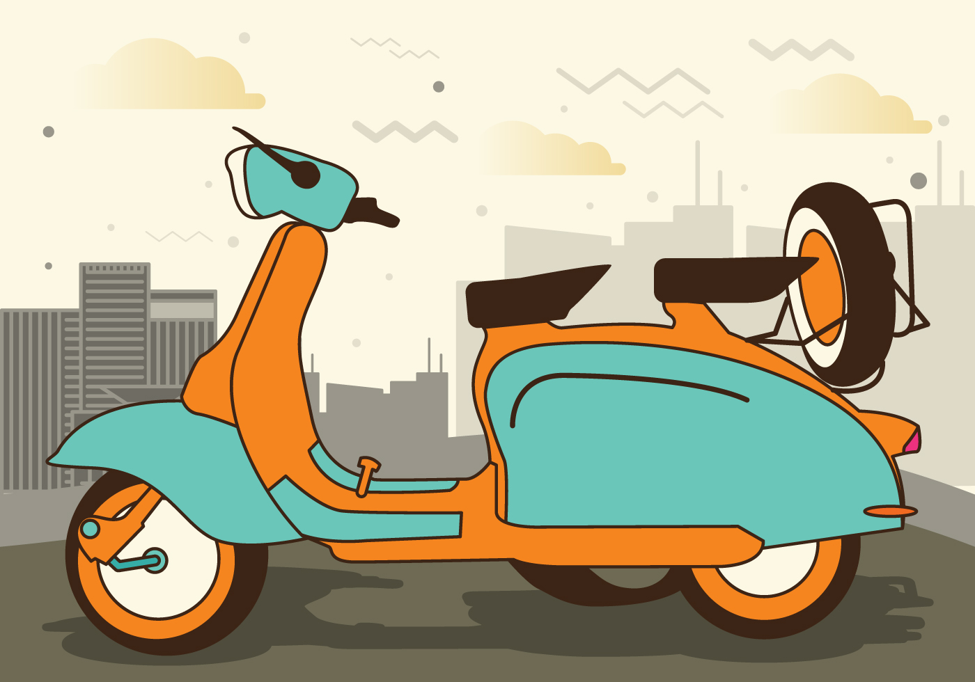 Retro Scooter Illustration 146445 Vector Art at Vecteezy