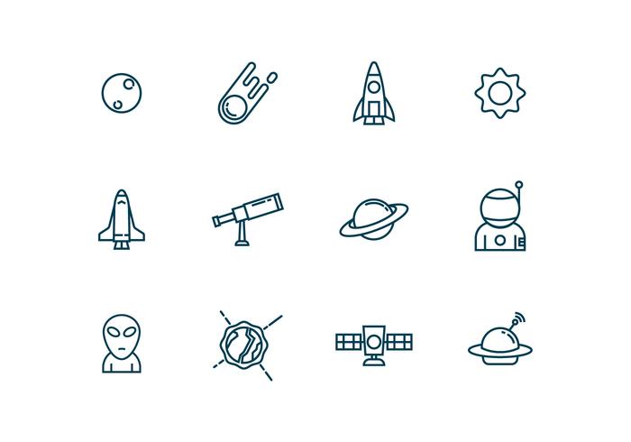 Astronomy Icons in Outline Style vector