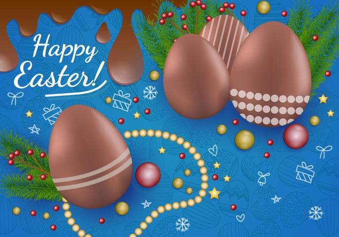 Decoración de chocolate huevo de Pascua vector