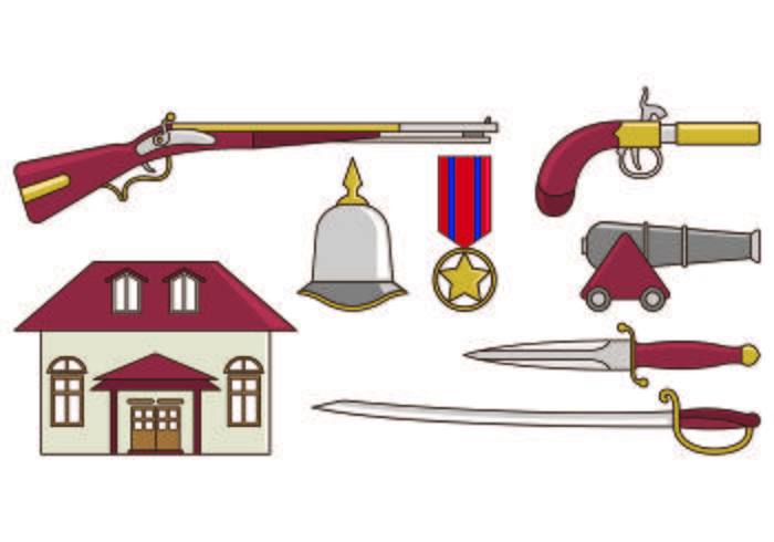 Conjunto De Iconos americanos coloniales vector