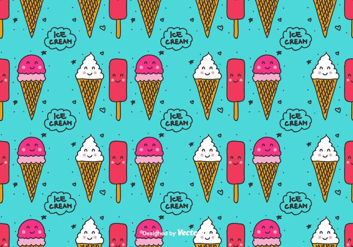 Ice Cream Doodle Pattern vector