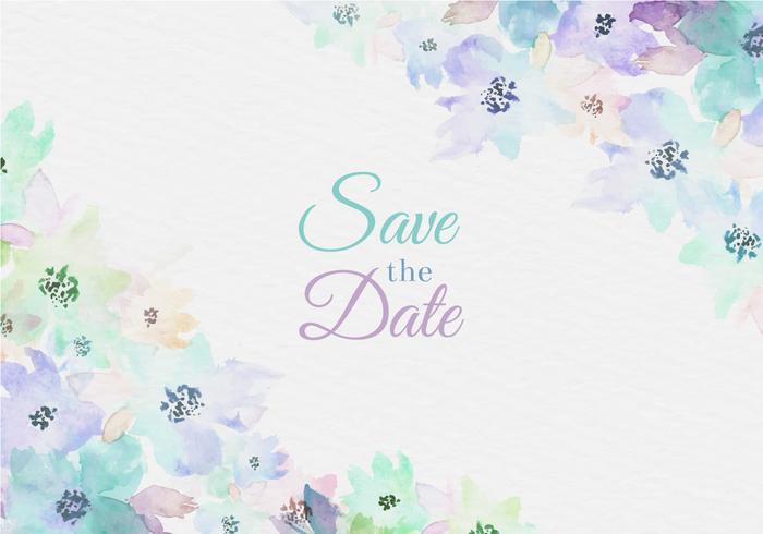 Free Vector Watercolor Save The Date Card With Painted Flowers