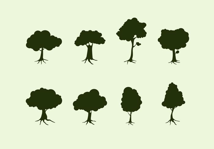 Silhouette Tree With Roots Free Vector