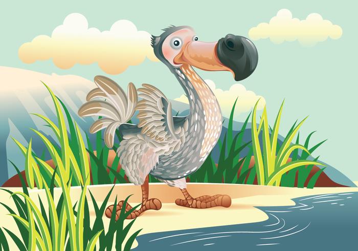 Carácter vectorial de dibujos animados de aves dodo vector