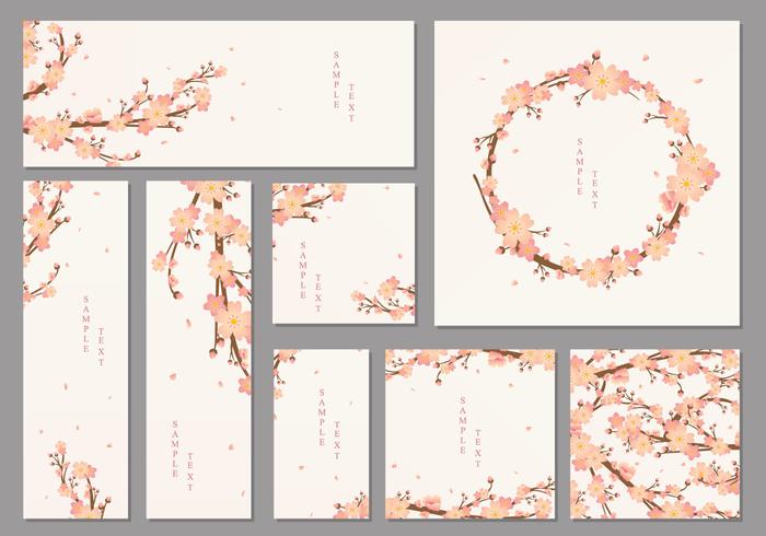 Peach Blossom Cards Vector