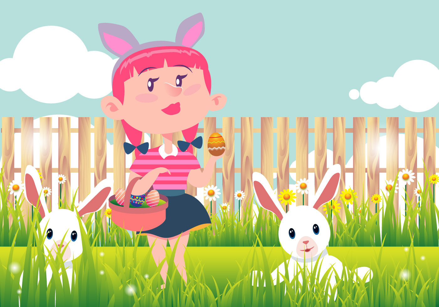 Kid Easter Egg Hunt Vector Background 146613 Vector Art at Vecteezy