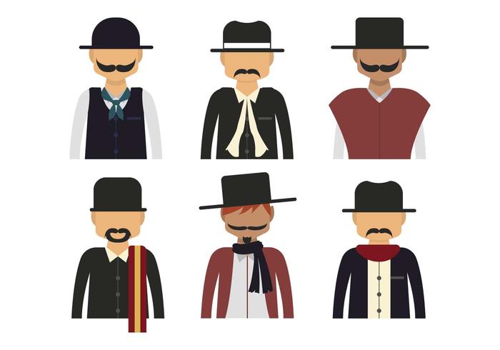 Gaucho character half body vector set