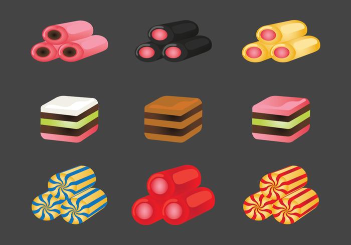 Licorice Candies Vector Icons