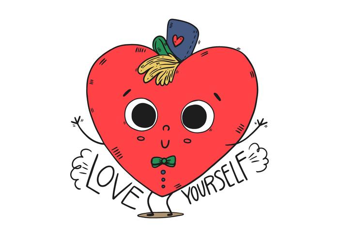 Cute Heart Kid Character With Hat And Happy Quote vector