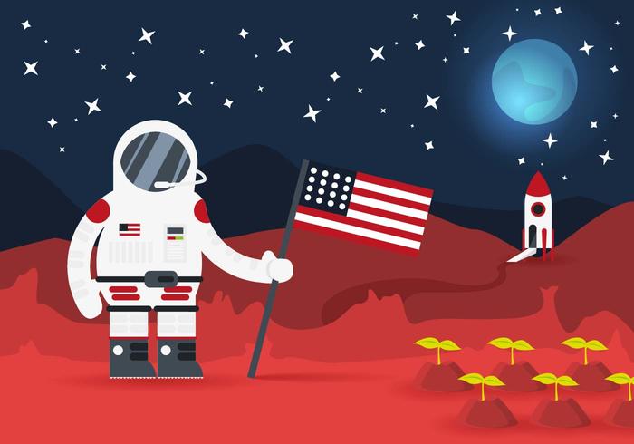 Ilustración colonial del planeta del espacio vectorial Astratonaut vector