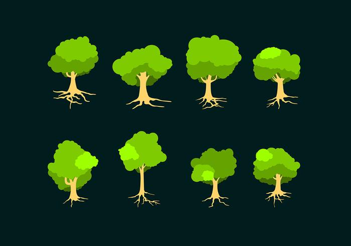 Flat Tree With Roots Free Vector