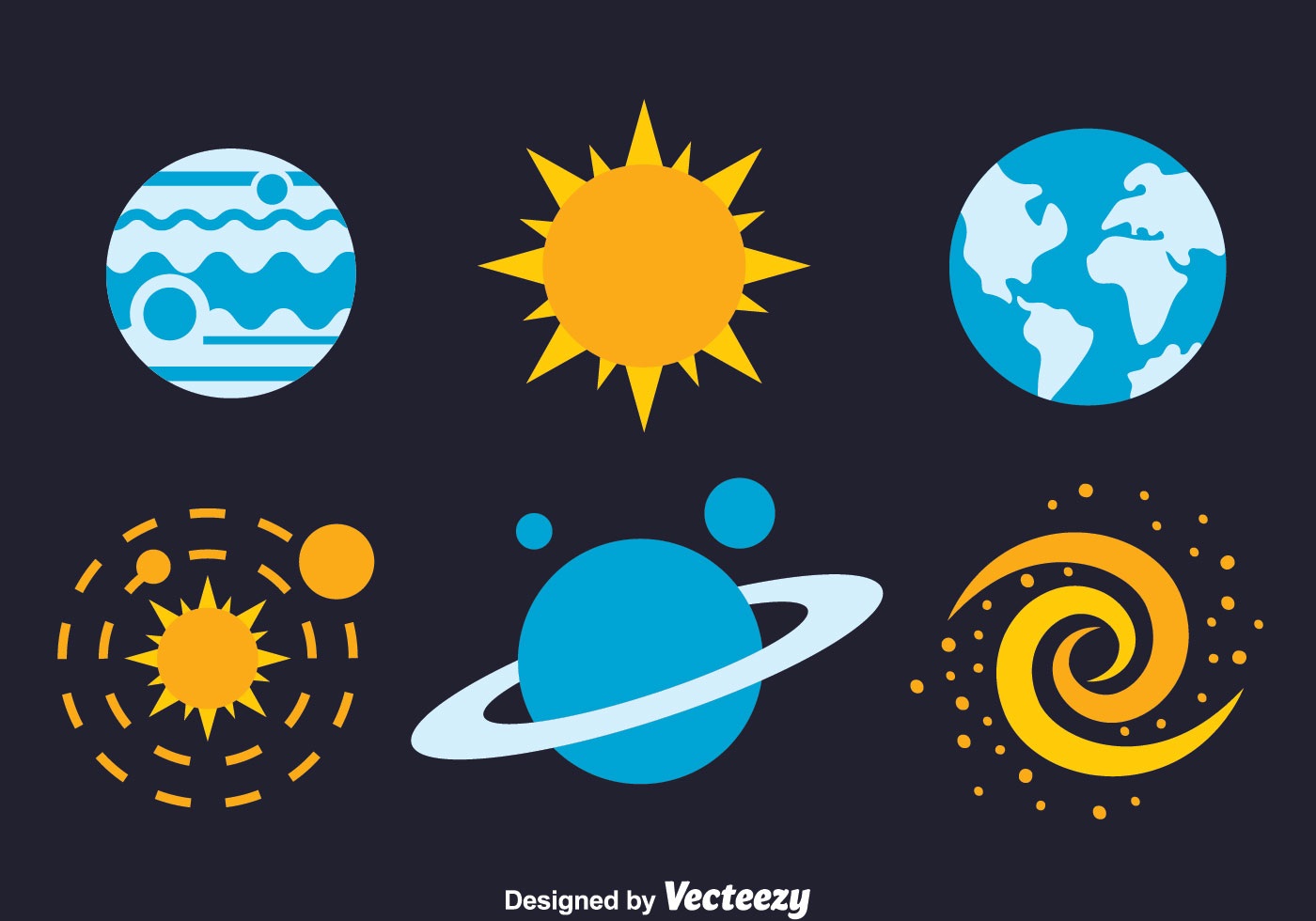 Download Space Element Flat Icons Vectors - Download Free Vectors ...