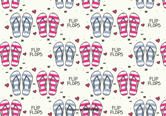 Doodle flip flops vector patrón