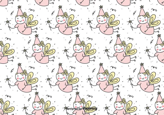 Hand Drawn Fairy Vector Pattern