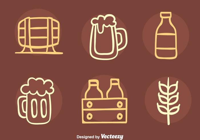 Nice Beer Element Sketch Icons Vector