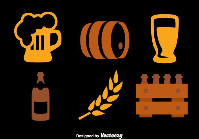 Beer Element Icons Collection Vectors