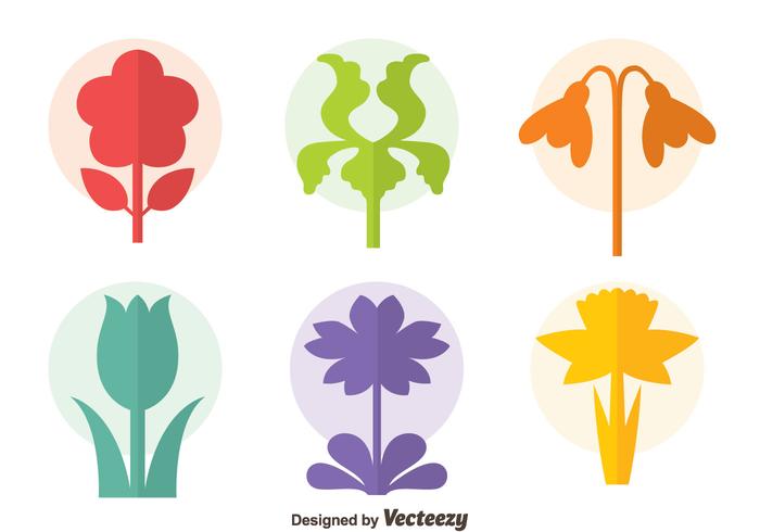 Colorful Flowers Collection Icons Vector