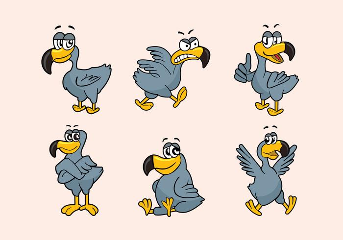 Dodo Cartoon Character Pose Vector Illustration