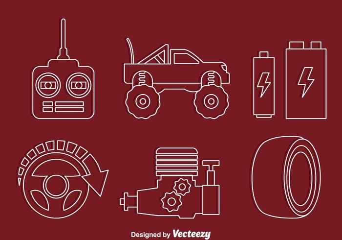 Rc Car Element Line Icons Vectors