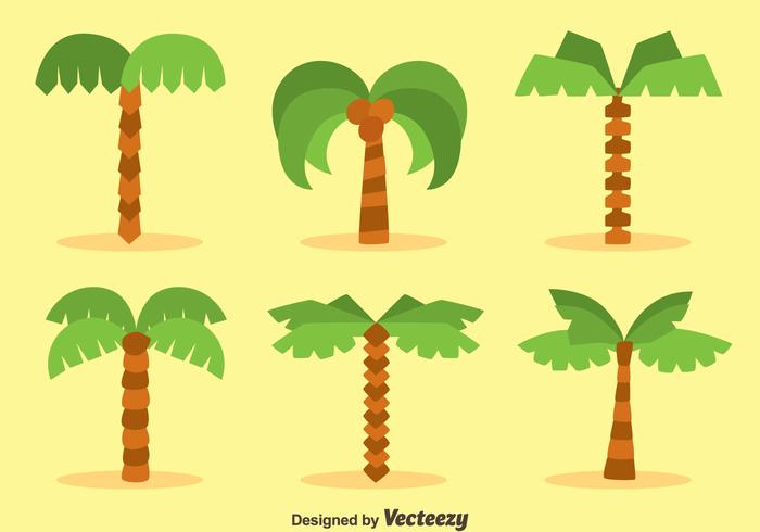 Flat Plam Tree Collection Vectors