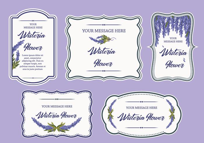 Wisteria Flower Label Banner Frame Vector